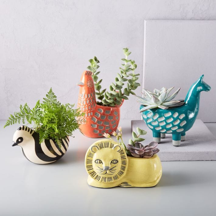 West Elm + Ceramic Animal Planters