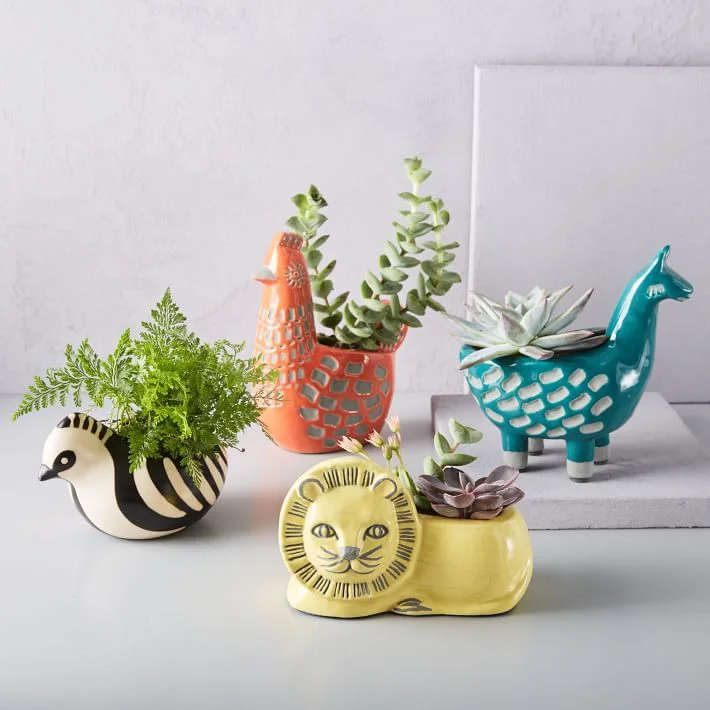 West Elm + Ceramic Animal Planters