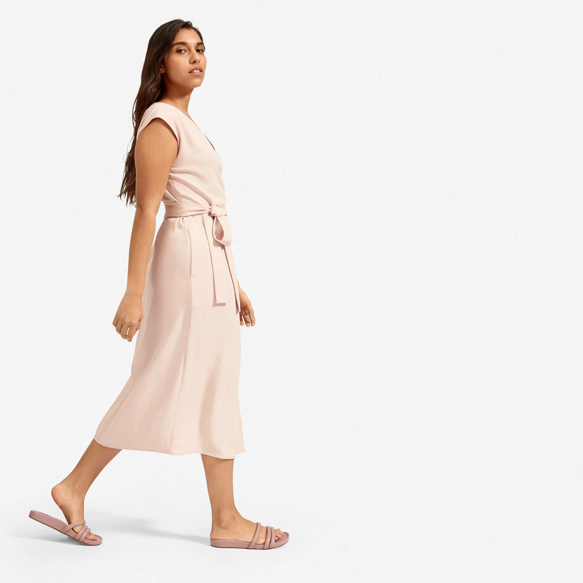 the japanese goweave short sleeve mini wrap dress What Everlane's New Wrap Dress Looks Like on 6 Women