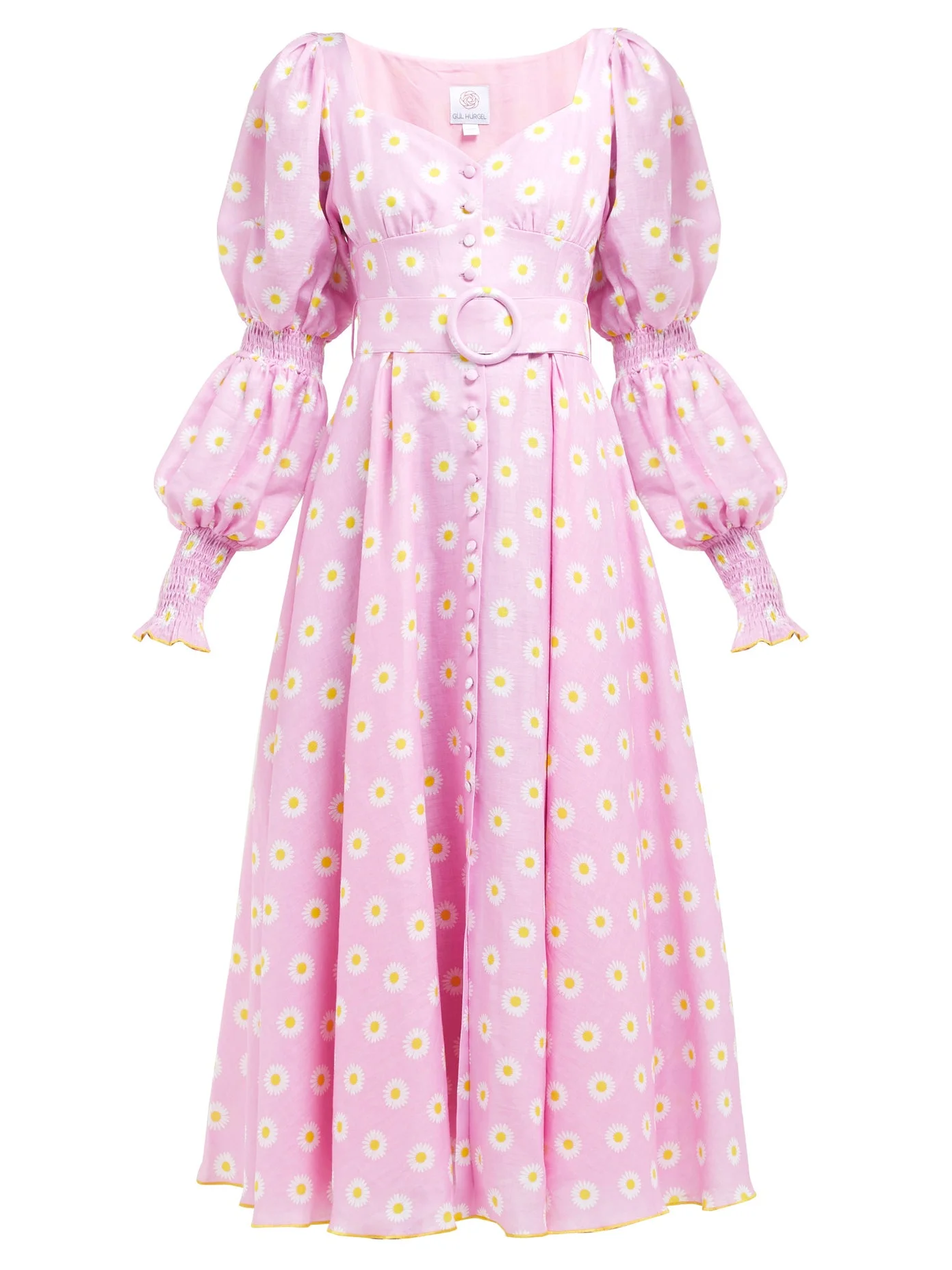 Gl Hrgel + Floral Print Linen Midi Dress
