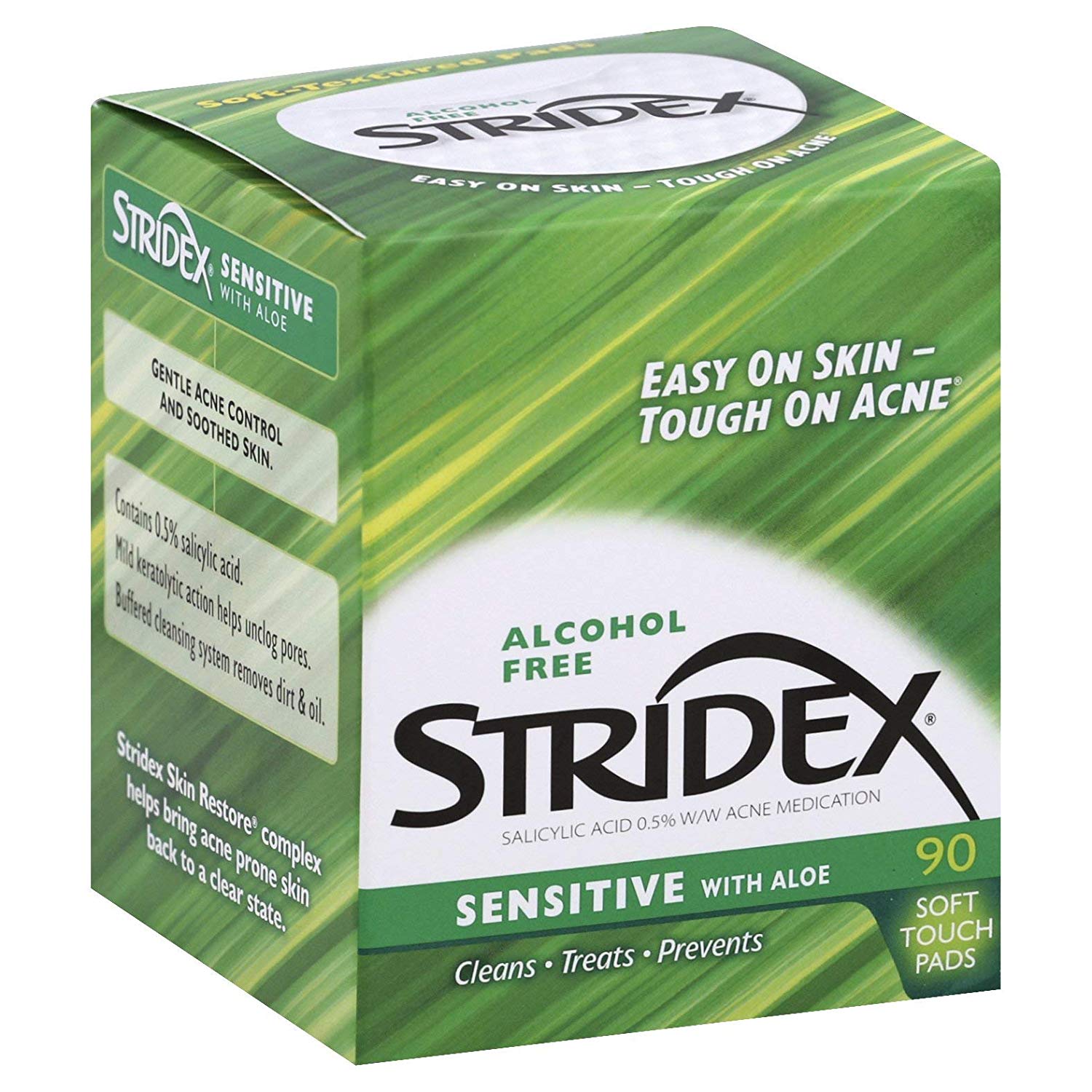 Stridex + Medicated Pads, Sensitive, 90Count Boxes (Pack of 3)