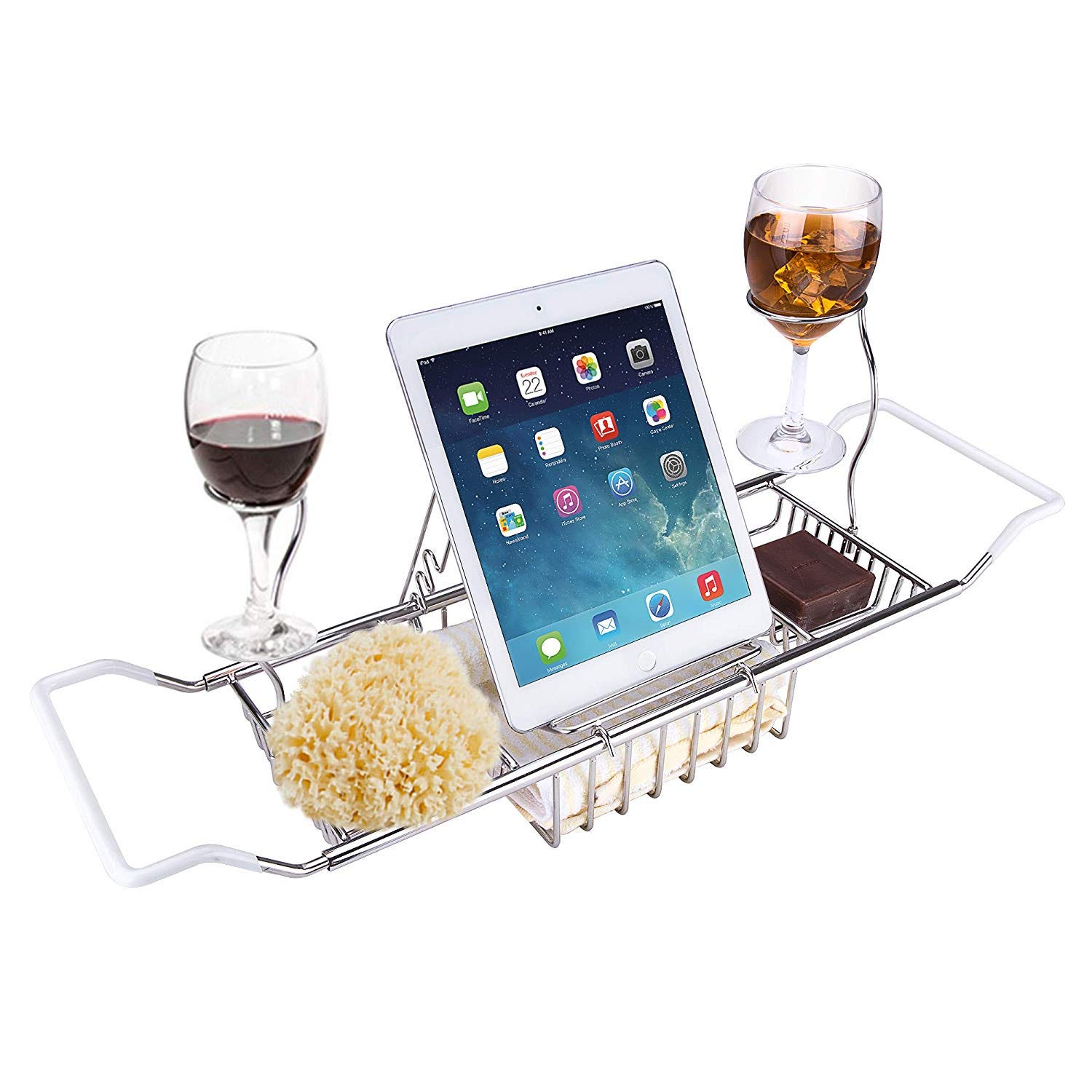 iPEGTOP + Stainless Steel Bathtub Caddy Tray